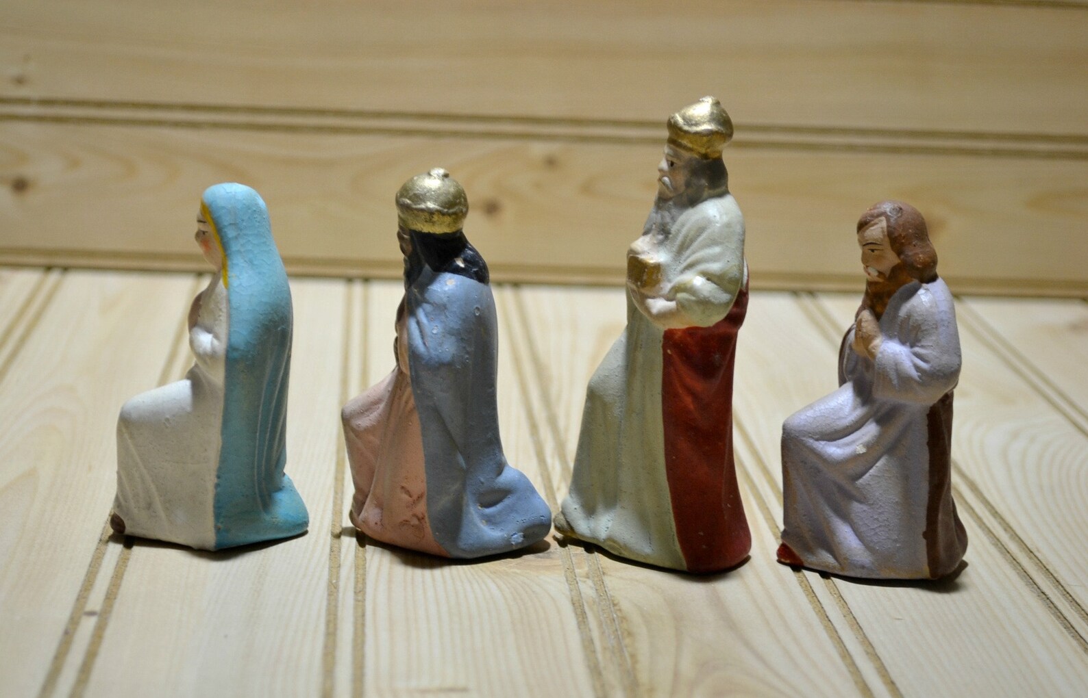 Vintage Paper Mache Nativity Figures Christmas Decoration Etsy