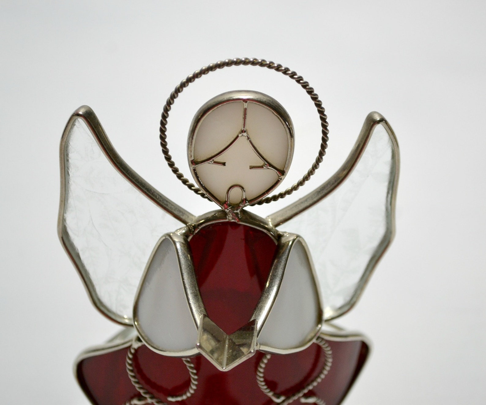 Vintage Stained Glass Choir Singing Angel Candle Holder Etsy