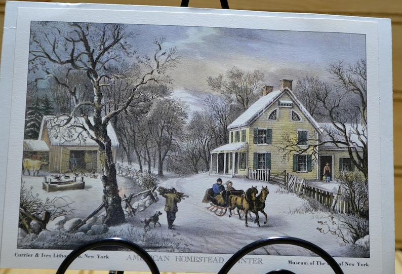 Vintage Set of 4 Currier & Ives Lithographs American Homestead Etsy