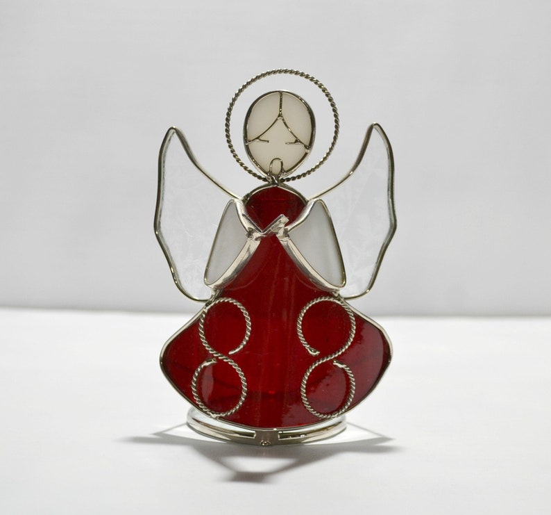 Vintage Stained Glass Choir Singing Angel Candle Holder Etsy