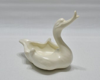 Vintage Ceramic Swan Trinket Dish Planter Pottery
