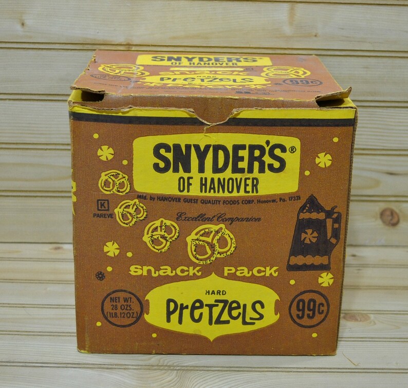Vintage Hard Pretzel Box Snyder's of Hanover 1970 Etsy