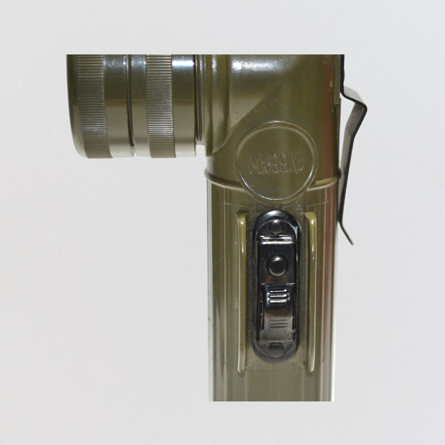 Vintage Military Flashlight With 2 Lenses Olive Green Fulton