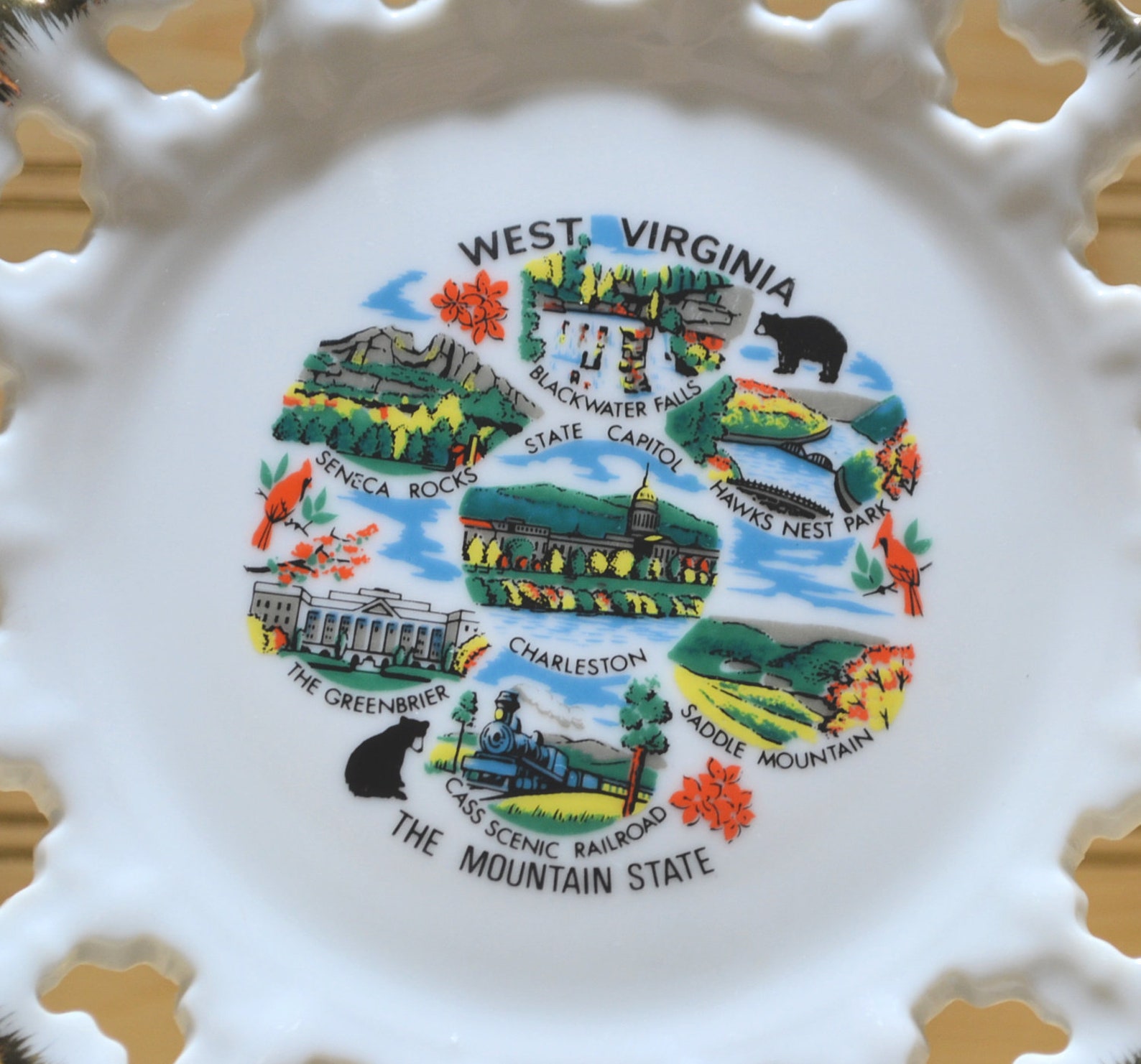 Vintage West Virginia Souvenir Plate The Mountain State Etsy