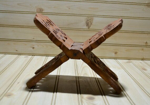 Vintage Folding Carved Ornate Wood Book Stand Coffee Table Etsy