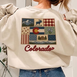 Faux Embroidery Colorado PNG, Faux Patchwork Colorado Flag Sublimation Design, Vintage Mountain State PNG, Americana Shirt Graphic