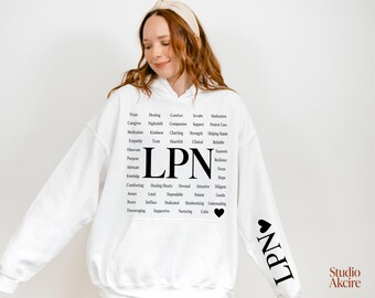 Pakiet licencjonowanej pielęgniarki praktycznej PNG, projekt koszulki LPN, bluza z kapturem dla pielęgniarki z przodu i z tyłu PNG, projekt rękawa, sublimacja LPN