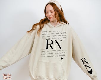 Registrerad sjuksköterska PNG-paket, RN-skjorta och hoodiedesign, sjuksköterska sublimering PNG, utskriftsfiler för fram- och bakärmar