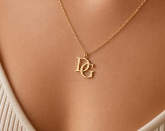 Personalized Monogram Necklace: Custom Gold Letter Pendant, Minimalist Jewelry