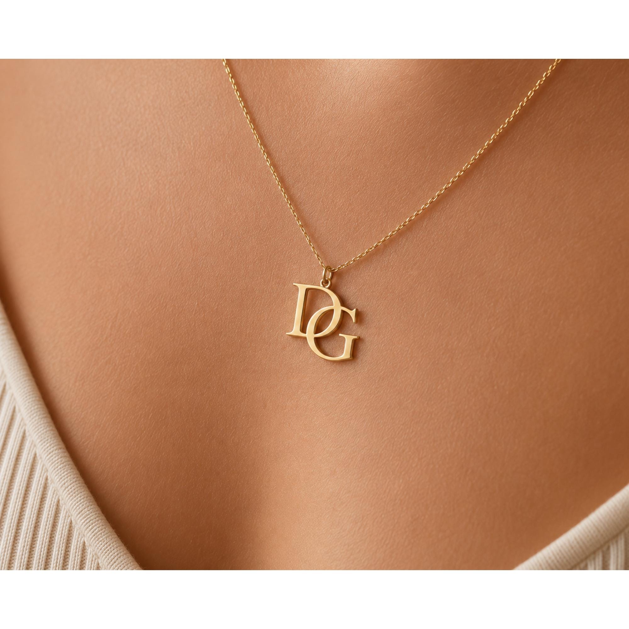 Personalized Monogram Necklace Custom Initial Necklace Gold Letter Pendant Minimalist Monogram Jewelry Gift for Her Gold Initial Pendant