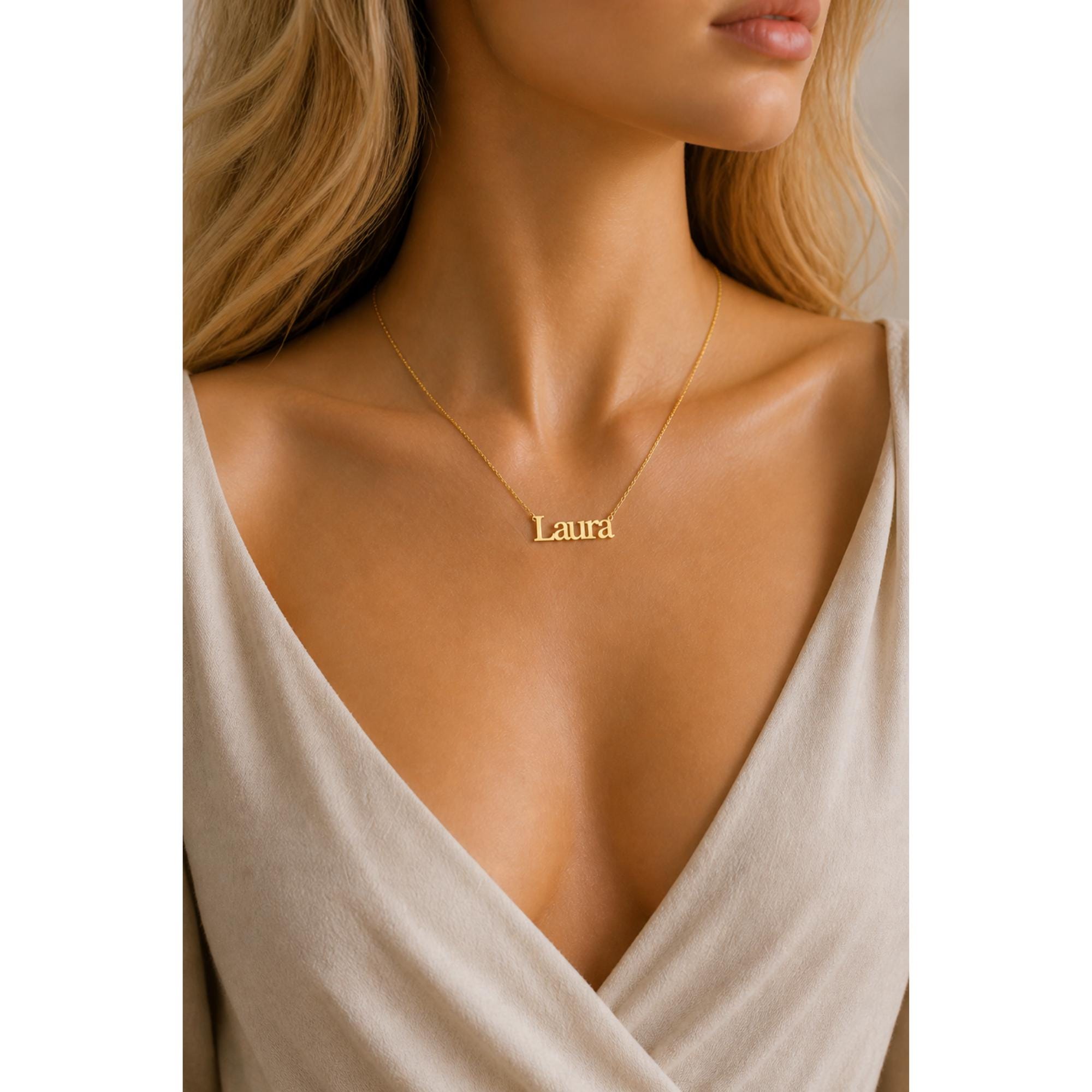 Personalized Gold Name Necklace, Dainty Minimalist Custom Jewelry