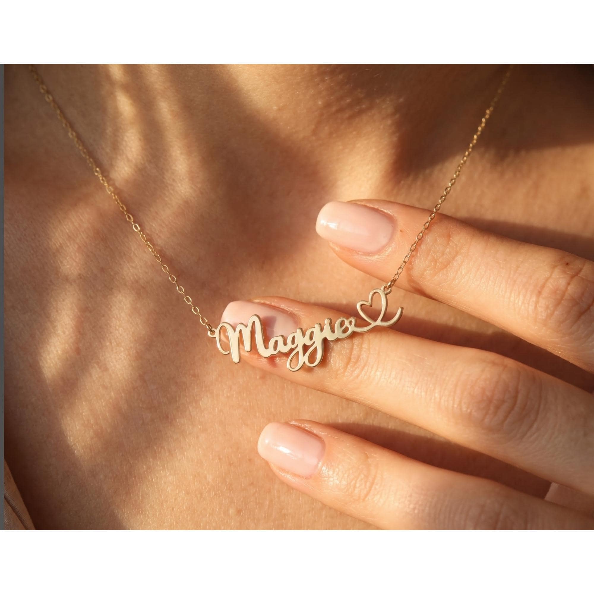 Personalized Name Necklace with Heart, 14K Gold Plated Custom Jewelry,Gift For Her,Name Necklace,Heart Necklace,Personalized Gift