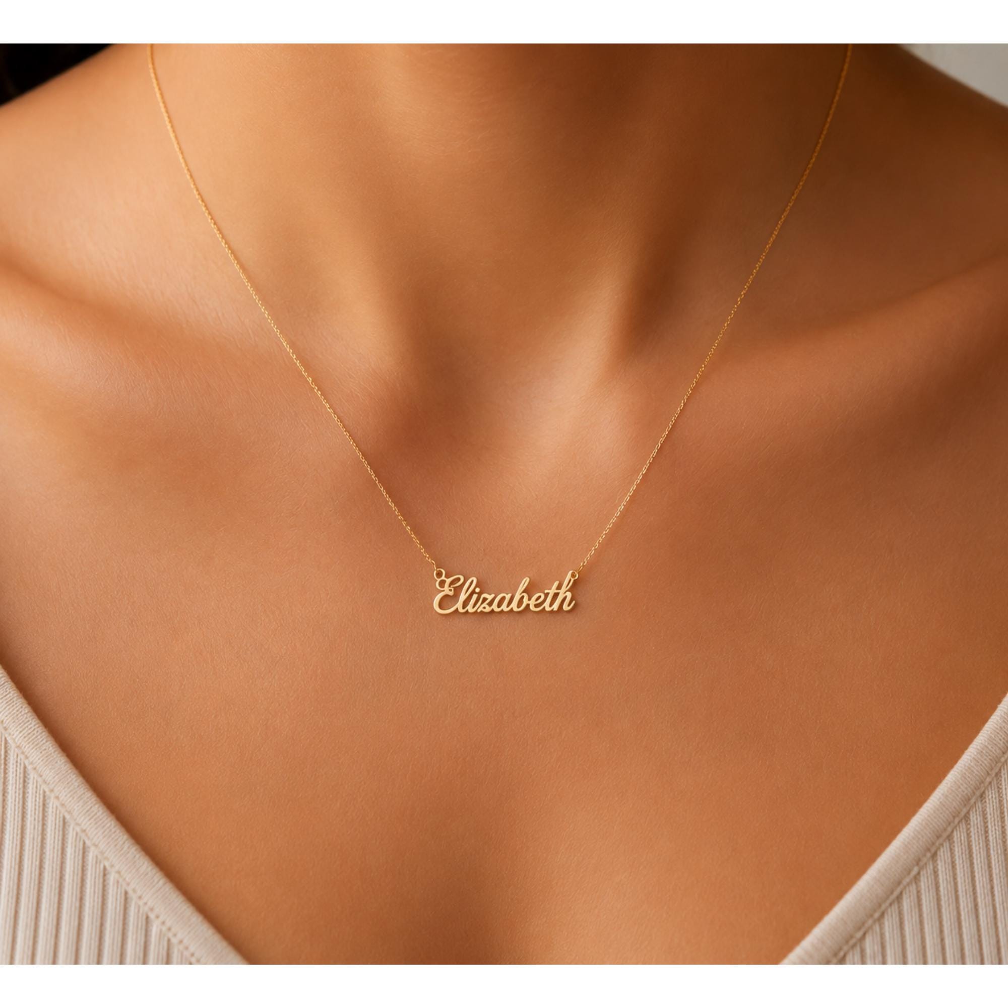 Personalized Name Necklace, Custom Gold Name Necklace, Minimalist Dainty Jewelry, Script Name Necklace, Gift for Her