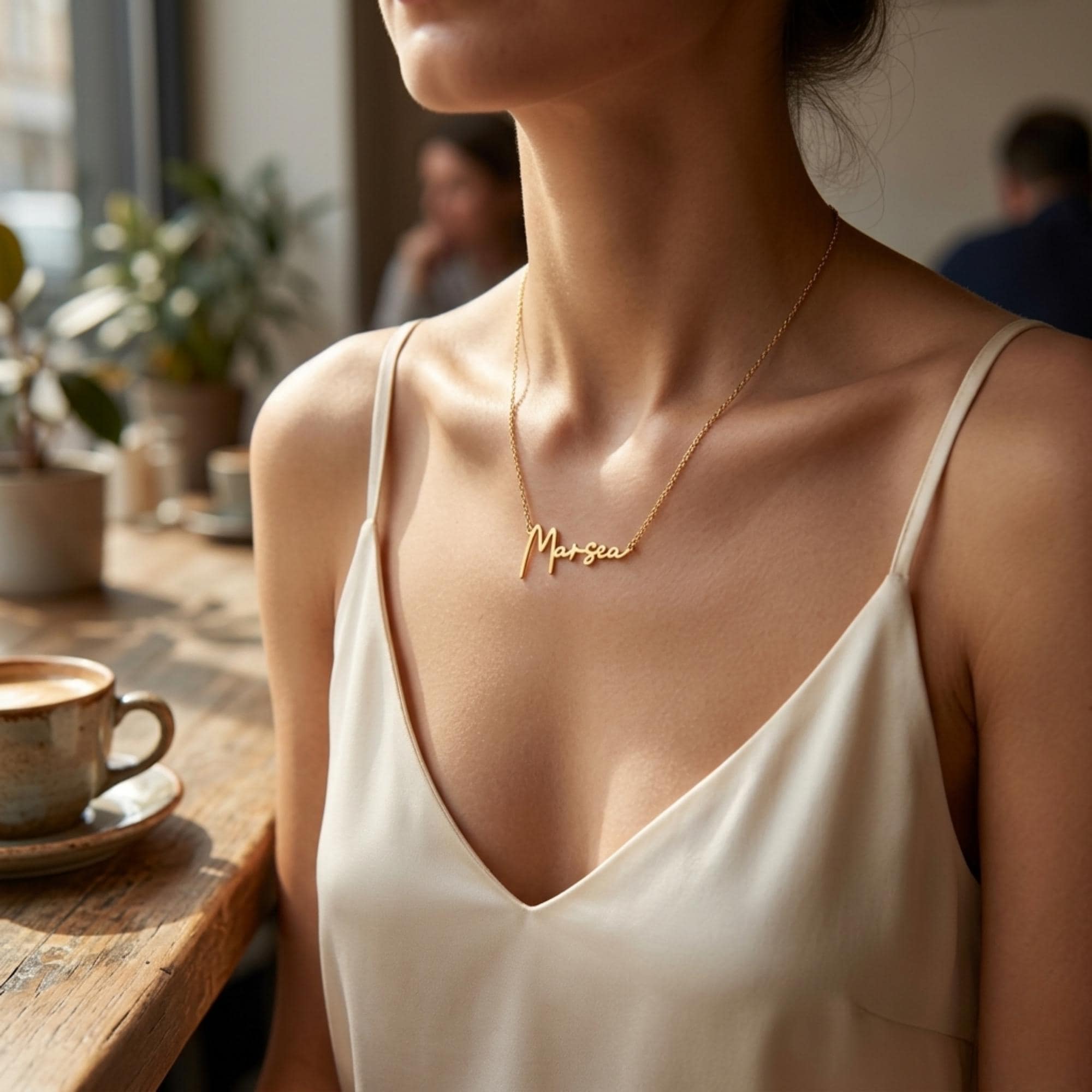 Personalized Name Necklace, Dainty Minimalist Gold Plated Jewelry