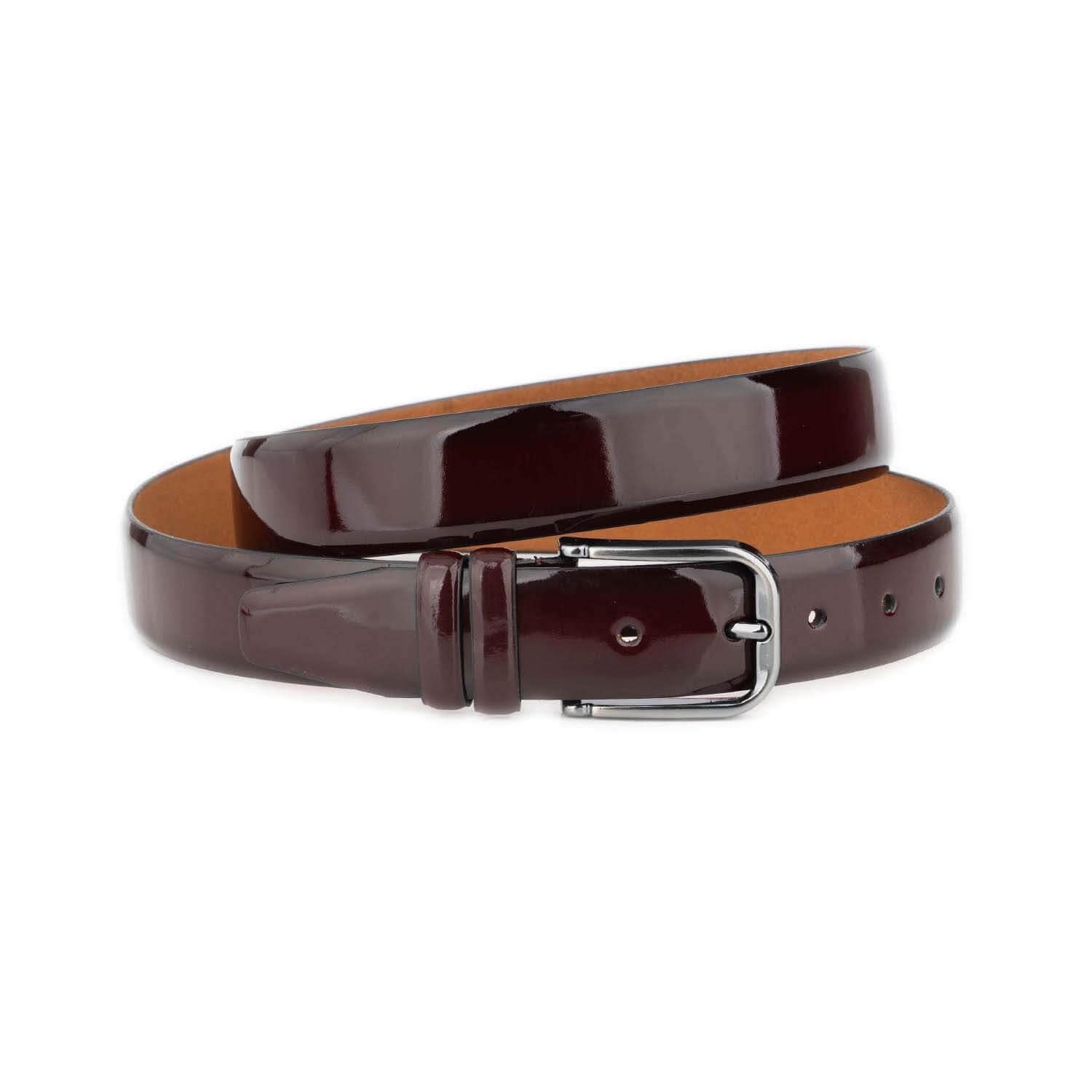 Burgundy Patent Leather Belt for Men, Mens Dress Belt, Glossy Leather Belt, Mens Formal Belt, Gift for Him, Burgundy Patent Belt