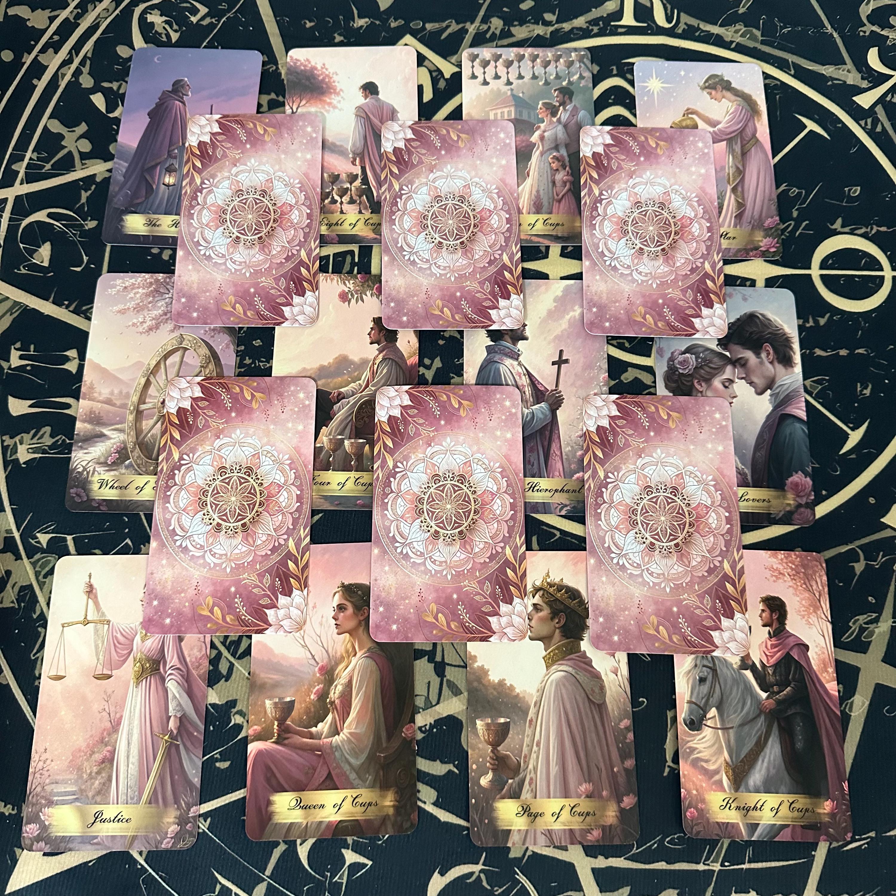 Pink Victorian Tarot Deck With Guidebook and Wooden Box, Romantic ...