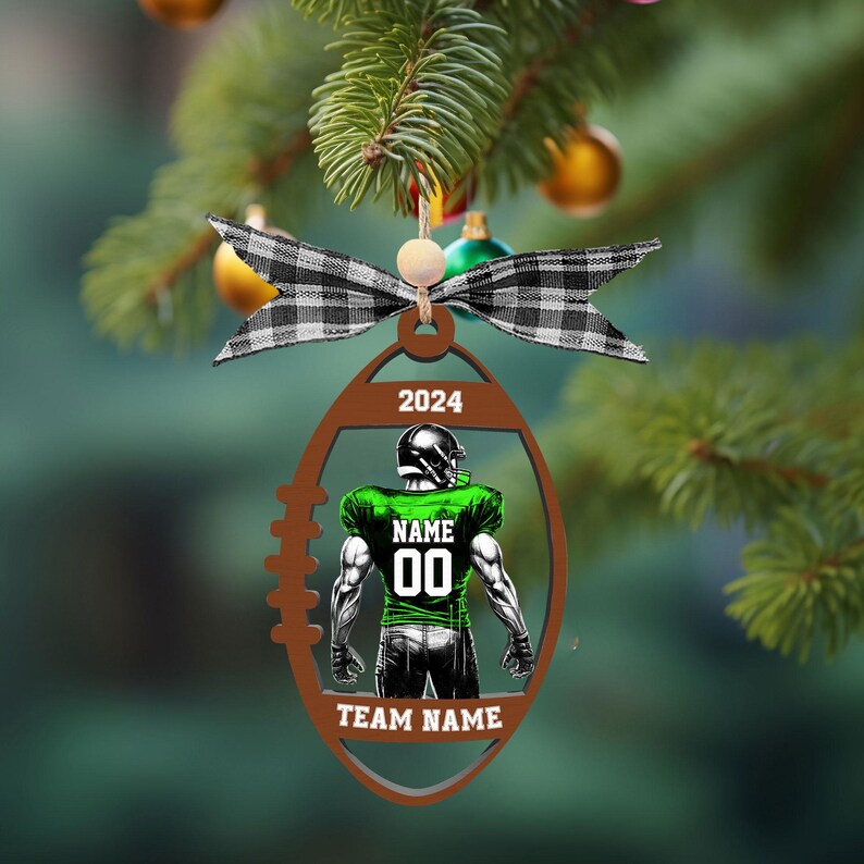 Football Player Christmas Ornaments, Football Gifts, Custom Football