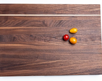 Modern Handmade Wood Kitchen Board | Walnut Maple Stripe Cutting Board