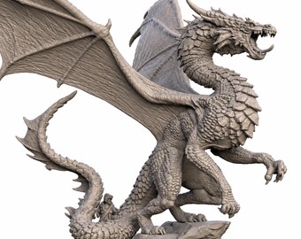 Ancient Red Dragon Miniature | DnD Dragon Boss | Huge Fantasy Monster | Resin Miniature | Pathfinder Tabletop RPG