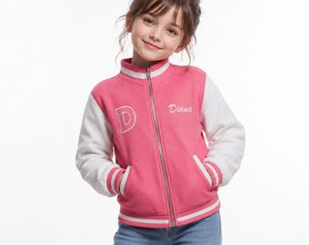 Veste universitaire rose Diana Pragmata pour enfants - Veste Letterman en laine inspirée des jeux