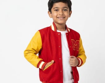 Kids Michael Jackson Thriller Jacket – Unisex Red Varsity Bomber – MJ Inspired Cosplay Outfit