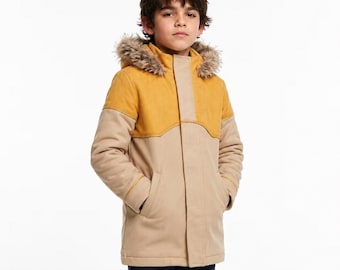 Boys Woodland Parka Jacket - Long Cotton Blend Winter Coat - Heavyweight Warm Kids Parka - Boys Fashion Outerwear