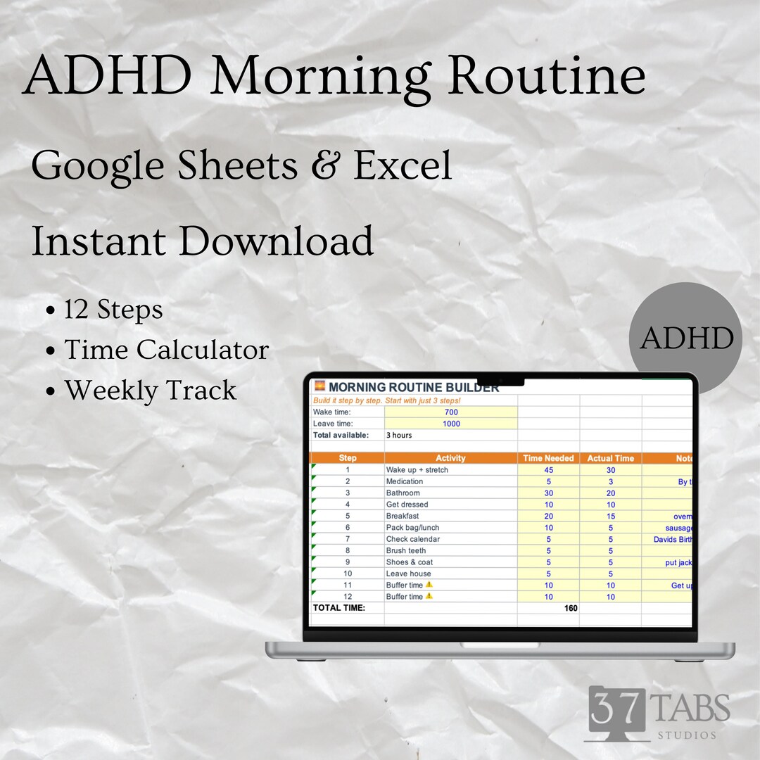 ADHD Morning Routine Builder, Daily Routine Planner, ADHD Friendly ...
