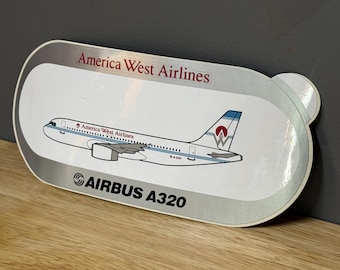 Vintage 1980's America West Airline Oval Decal with Airbus A320