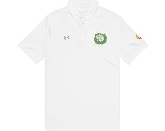 Polo con bordado de corona verde | Polo blanco de alto rendimiento