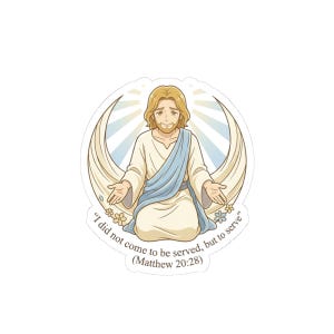Jesus Illustration Kiss-Cut Sticker | Matthew 20:28 Scripture Sticker