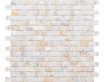 Lyxig mosaik med naturlig snäckskal, skimrande tegelmönster bakstänkskydd, premium pärlemorkakel för badrum, kök, öppen spis