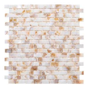 Brick Mother of Pearl Mosaic Tiles, Natural Shell Brick Backsplash, Iridescent Bathroom Wall Tile, Luxury Kitchen Feature, Boho Home Decor