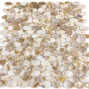 Natural White Freshwater Shell Mosaic Tile Oval Mother of Pearl Tile Backsplash for Kitchen Luxury Bathroom Wall Tiles Shower Niche Border