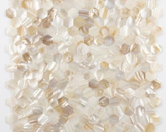 Natural Mother of Pearl Hexagon Mosaic Tile, Shell Backsplash Tile for Kitchen, Luxury Shower Wall Bathroom Tile, Seamless Group