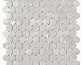 White Circle Shell Tile For Kitchen&Bathroom Decor Luxury Coastal Shower