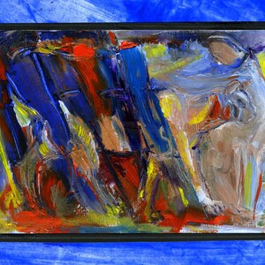 5&quot; x 7&quot; Original Acrylic Painting and Collage on Paper of a Painted Cat Walking