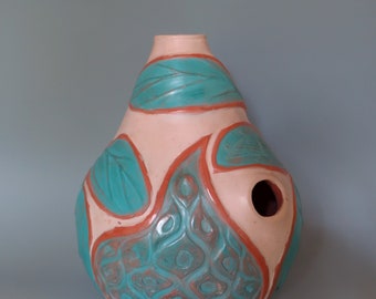 Hand Built coiled ceramic Udu drum