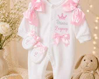 Personalized Baby Girl Gift Set, Custom Newborn Outfit, Princess Baby Set