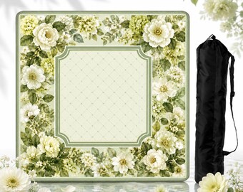 Green Floral Mahjong Mat,Botanical Garden Game Mat,Preppy Flower Mahjong Table Mat, Mahjong Accessory,Game Night Gift for Players 26"