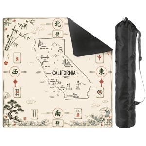 California Mahjong Mat, Chinoiserie California Map Mahjong Mat, West Coast Mahjong Gift, Asian Coastal Game Night Decor image 3