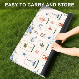 Coastal Mahjong Mat, Nantucket Mahjong Game Mat, Hydrangea Lobster Mahjong Table Cover, Preppy Beach House Decor image 5