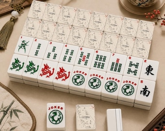 California Mahjong Tiles Set, West Coast Mahjong Set, Chinoiserie California Mahjong Gift, American Mahjong 160‑Tile Set