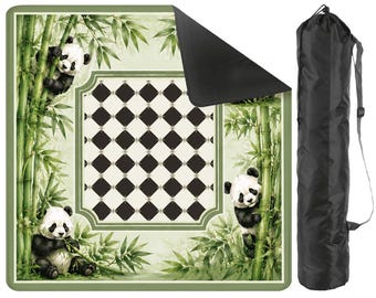 Panda Mahjong Mat,Bamboo Chinoiserie Game Mat,Preppy Panda Garden Table Mat,Green Nature Mahjong Accessory,Bamboo Forest Game Night Gift 26"