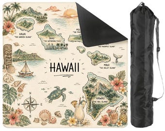 Tapete de Mahjong con mapa de Hawái, tapete de juego vintage de las islas hawaianas, tapete de mesa de Mahjong para viajes tropicales, decoración para casas de playa costeras, regalo para amantes de las islas, 66 cm (26 pulgadas)