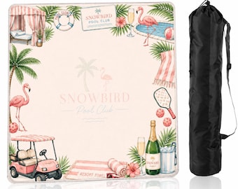Snowbird Pool Club Mahjong Mat with Storage Bag, Palm Beach Mahjong Mat, Resort Chic Game Night Table Mat Country Club Gift