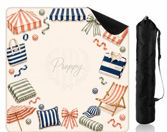 Preppy Mahjong Mat,Storage Bag,Country Club Mahjong Mat,Cabana Stripe Game Table Mat, American Mahjong Playing,Personalized Monogram Gift