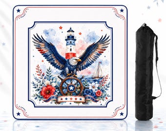 Patriotic Eagle Mahjong Mat,Americana Mahjong Game Mat,Fourth of July Table Mat, American Flag Mahjong Decor,USA Gift for Mahjong Lovers 26"