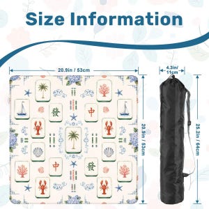 Coastal Mahjong Mat, Nantucket Mahjong Game Mat, Hydrangea Lobster Mahjong Table Cover, Preppy Beach House Decor image 3