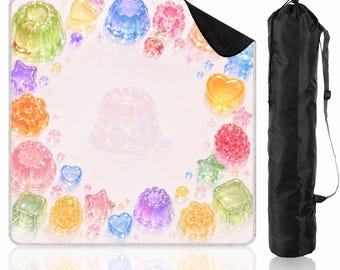 Jelly Mahjong Mat with Storage Bag, Pastel Kawaii Mahjong Mat, Colorful Jelly Dessert Game Night Table Mat Cute Coquette Decor