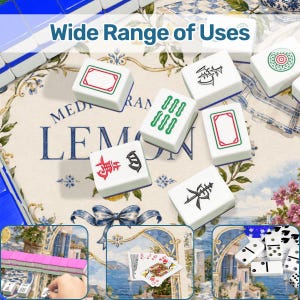 Mediterranean Lemon Mahjong Mat, Coastal Italian Mahjong Game Mat, Amalfi Coast Mahjong Table Cover image 6